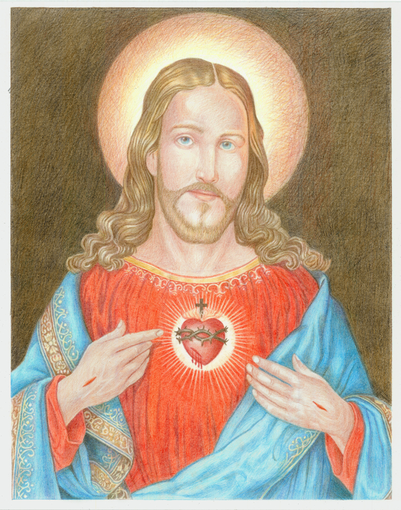 Barevná kresba podle zadání – Kristus/ 350 x 450 mm